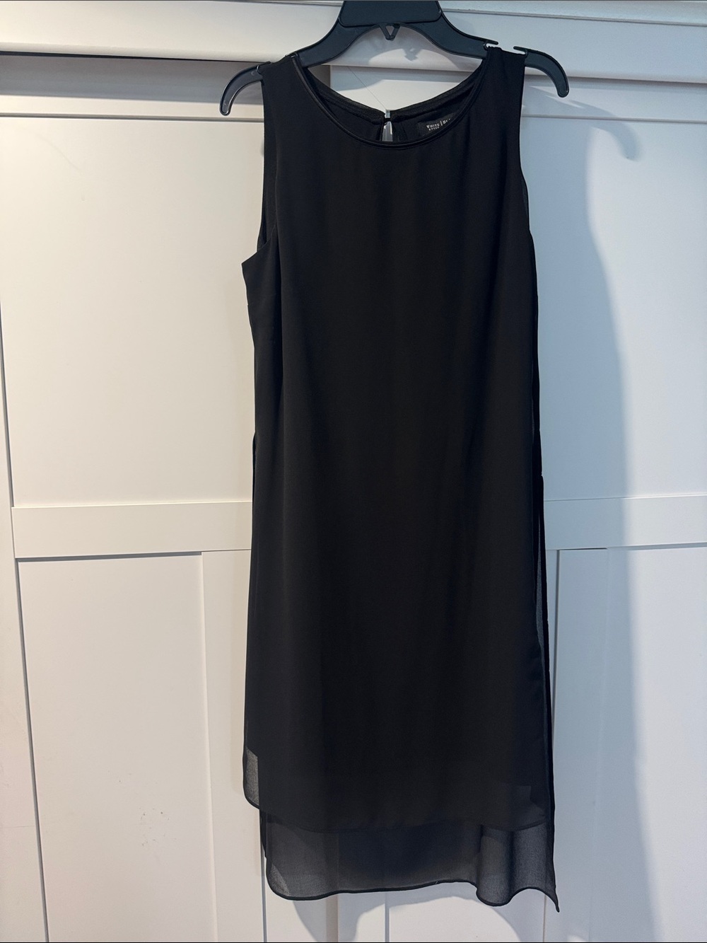 White House Black Market Black Sleeveless Layered Midi Dress